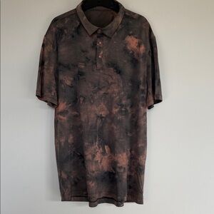 lululemon athletica Men's Polo - Black and Brown Tie-Dye